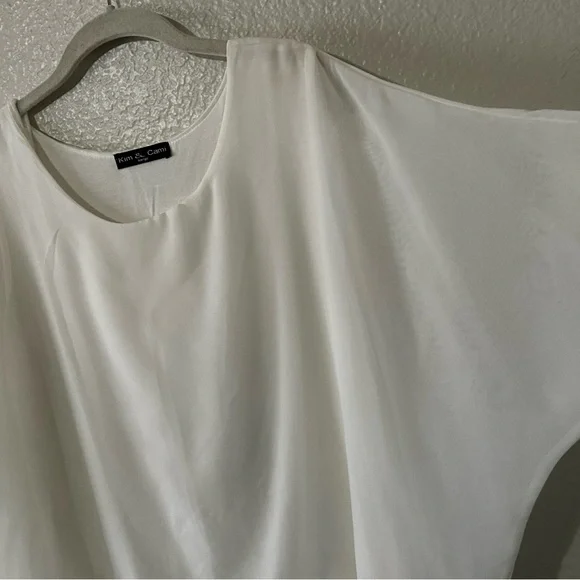 Kim & Cami |  Off-White Sheer Blouse and Tank Combo Top, Size Large - Picture 6 of 9